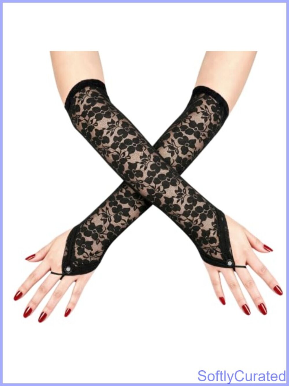 Fingerless Lace Gloves Elbow Length for Women Formal Wedding Opera Costume